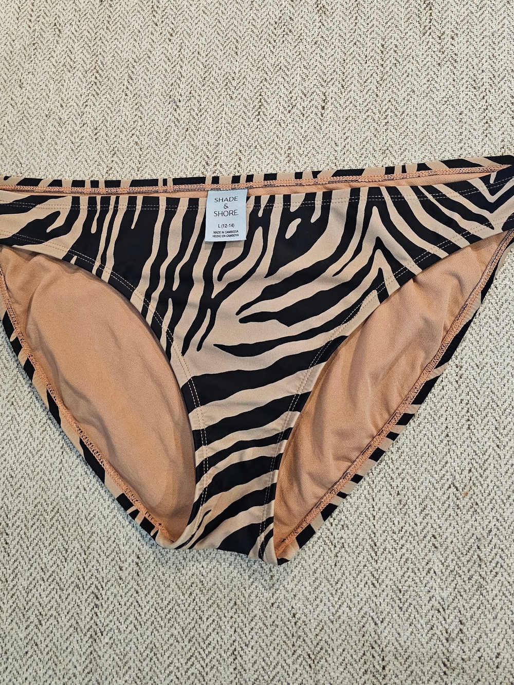 π₯Shade & Shore Zebra Print Mid-Rise High Leg Cheeky Coverage Bikini Bottomπ₯